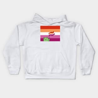 Rana Bandera de visibilidad lesbiana Kids Hoodie